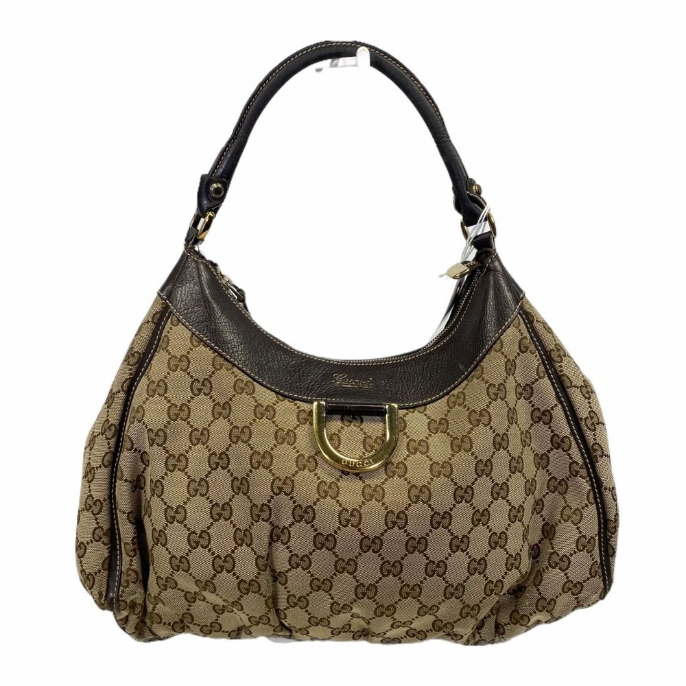 Authentic Gucci Shoulder Bag Brown Canvas Used GG Handbag Vintage